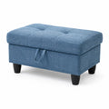 Pouf rettangolare con contenitore in tessuto Blu