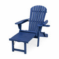 Sedia Adirondack in Legno Blu con Poggiapiedi e Portabicchieri