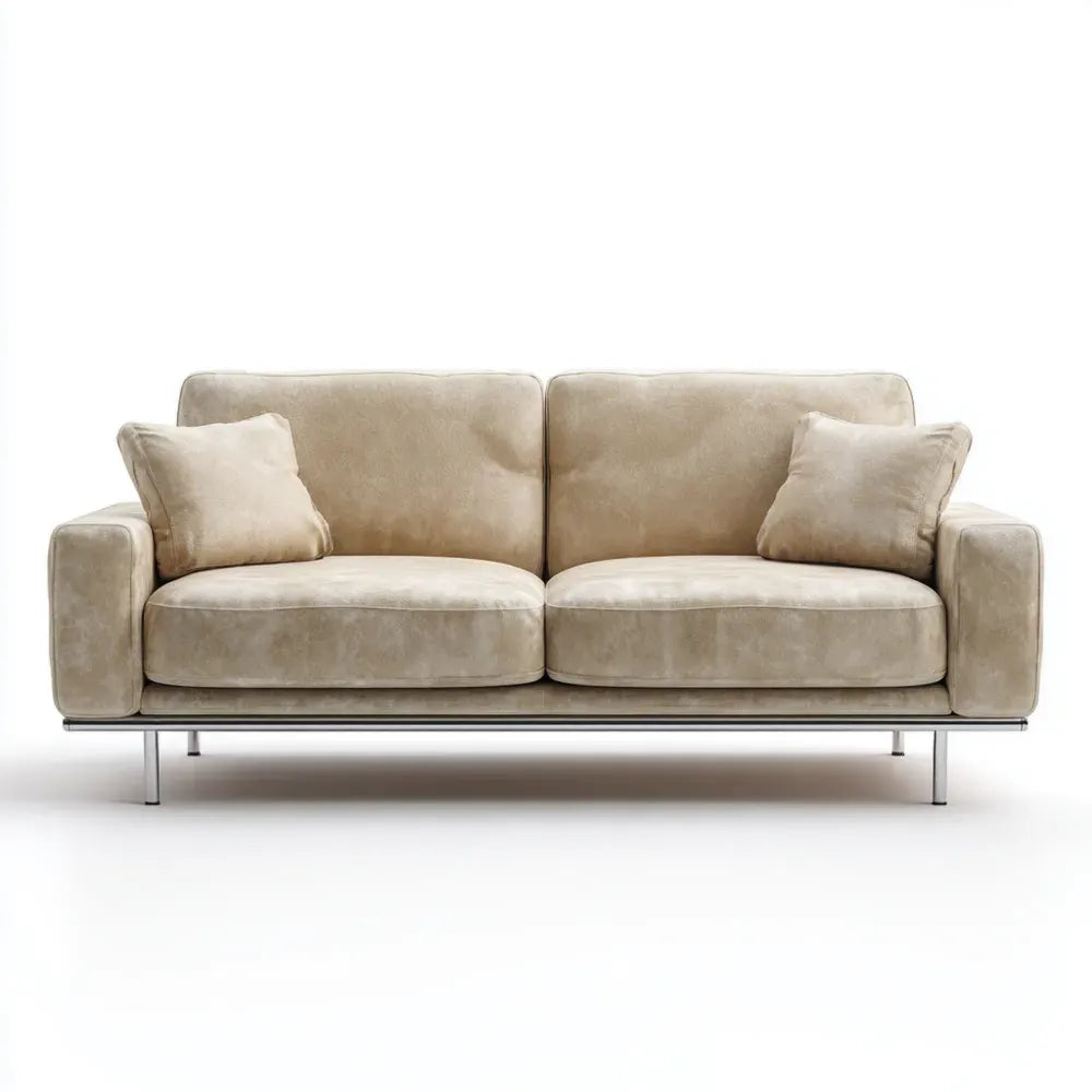 3-Seater Sofa Fabric Upholstery 200x90x85 cm - Beige - Modern Design
