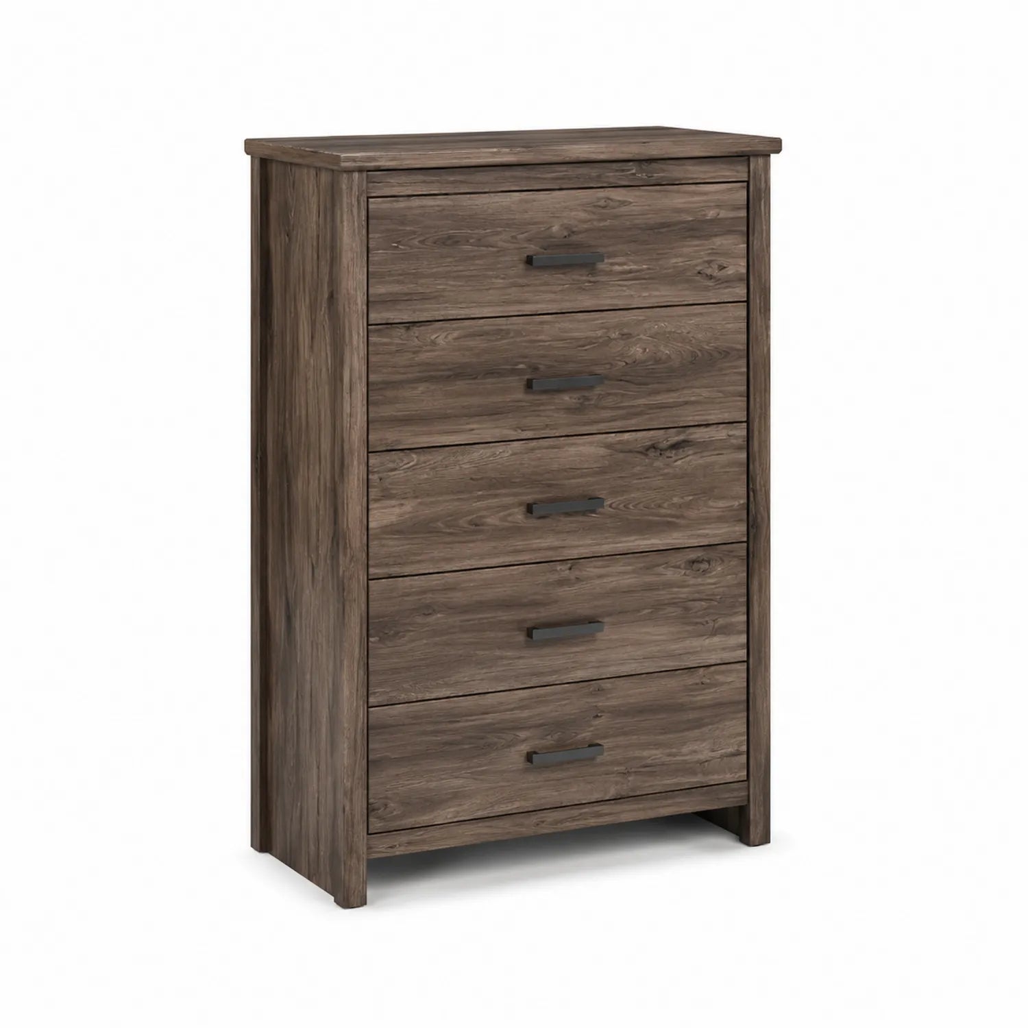 Cassettiera in Legno di Rovere con 5 Cassetti Marrone