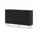 Cassettiera a tre cassetti in legno nero con gambe in metallo