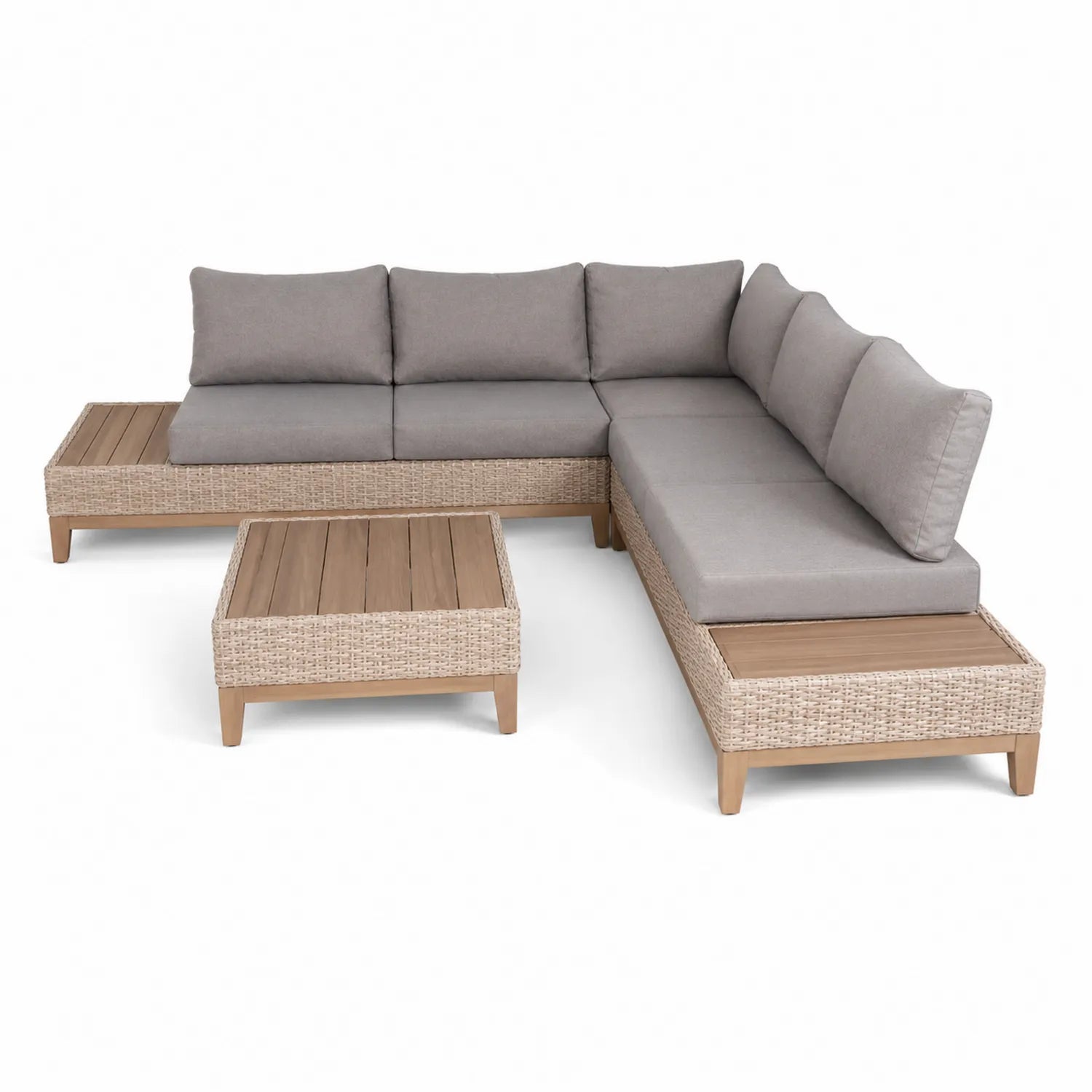 Set Divano Angolare da Esterno in Rattan Sintetico Grigio