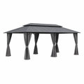 Gazebo da Giardino in Alluminio con Tetto a Due Livelli e Tende in Poliestere