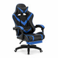 Sedia da gaming ergonomica in pelle PU Nero/Blu con poggiapiedi