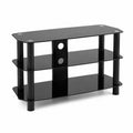 Supporto TV in vetro temperato e metallo nero 3 ripiani