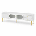 Mobile TV in legno MDF bianco e metallo dorato