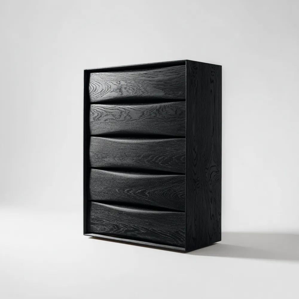 Black Wood Chest of Drawers 115x80x45 cm - Modern Design
