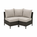 Divano Angolare in Rattan con Cuscini Beige