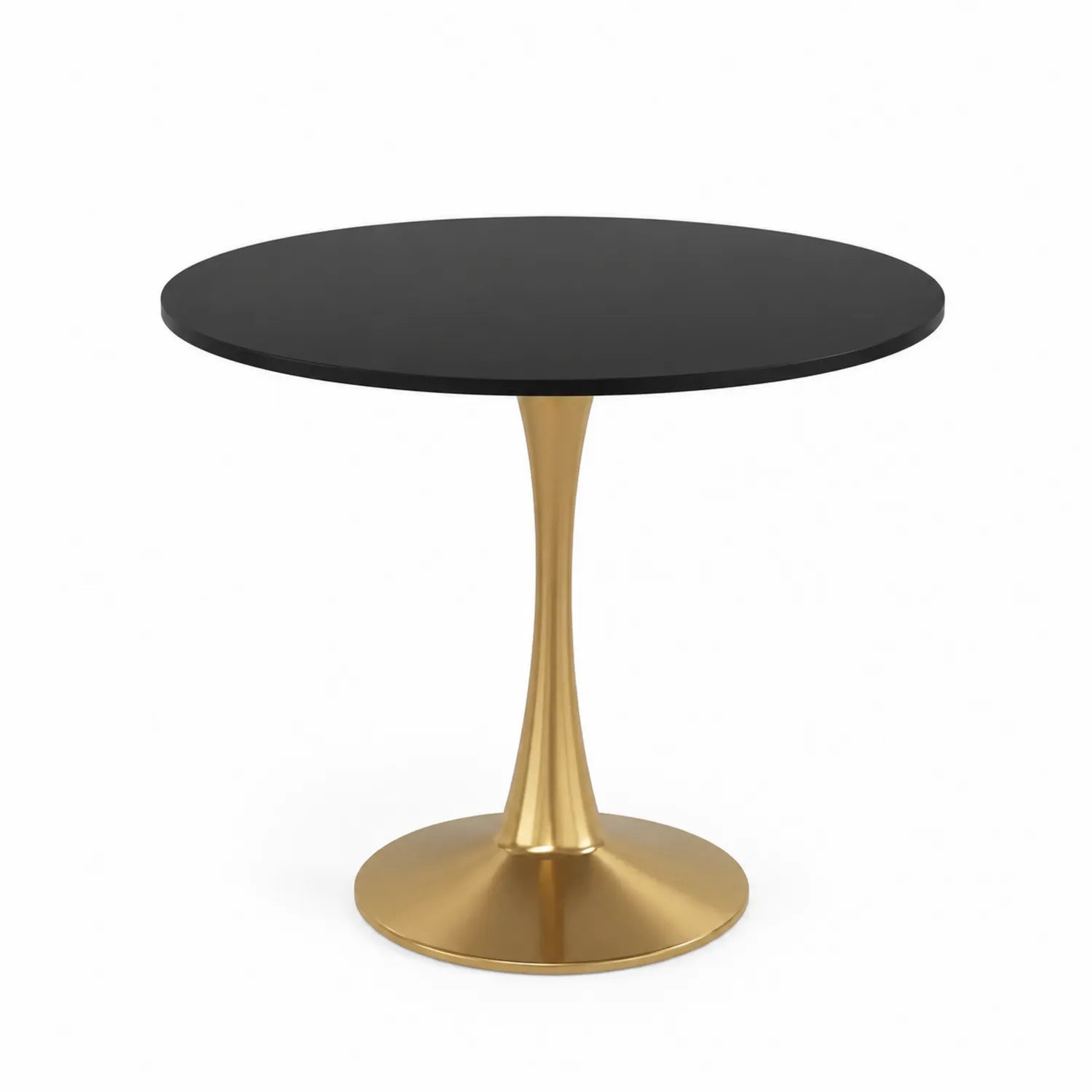 Tavolo rotondo in MDF nero e base in acciaio dorato Ø90cm