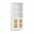 Libreria in MDF e Rattan Bianco con 3 Ripiani