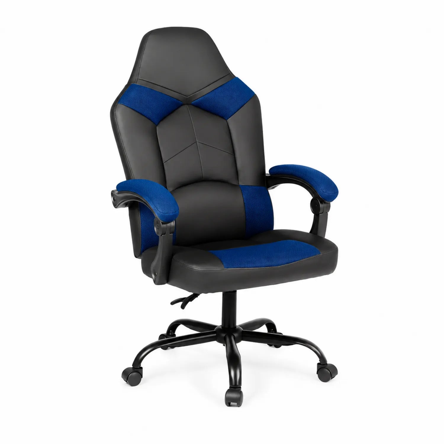 Sedia ergonomica regolabile in pelle sintetica e tessuto Blu e Nero