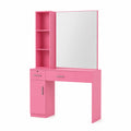 Toeletta in Legno Rosa con Specchio e Scaffale