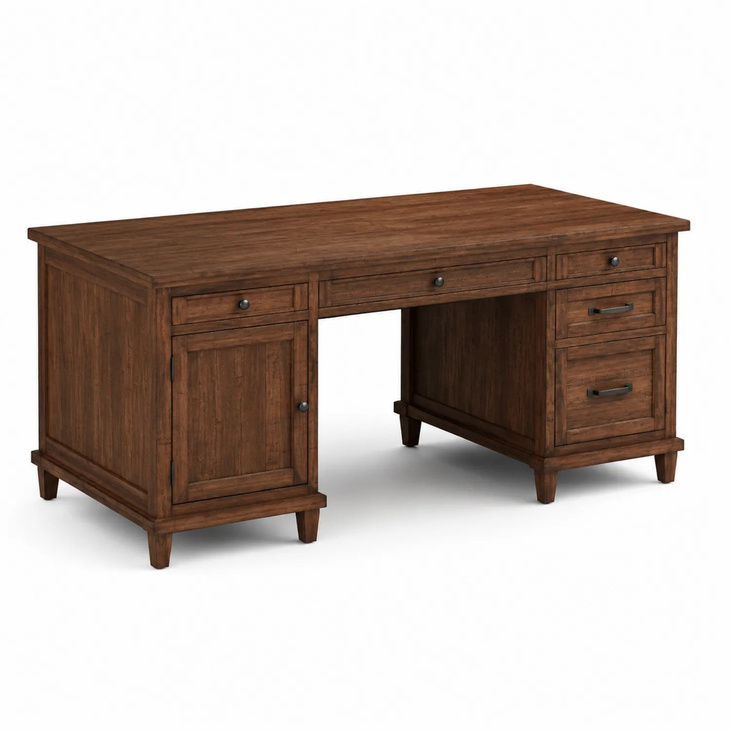 Scrivania rettangolare in legno di noce con cassetti