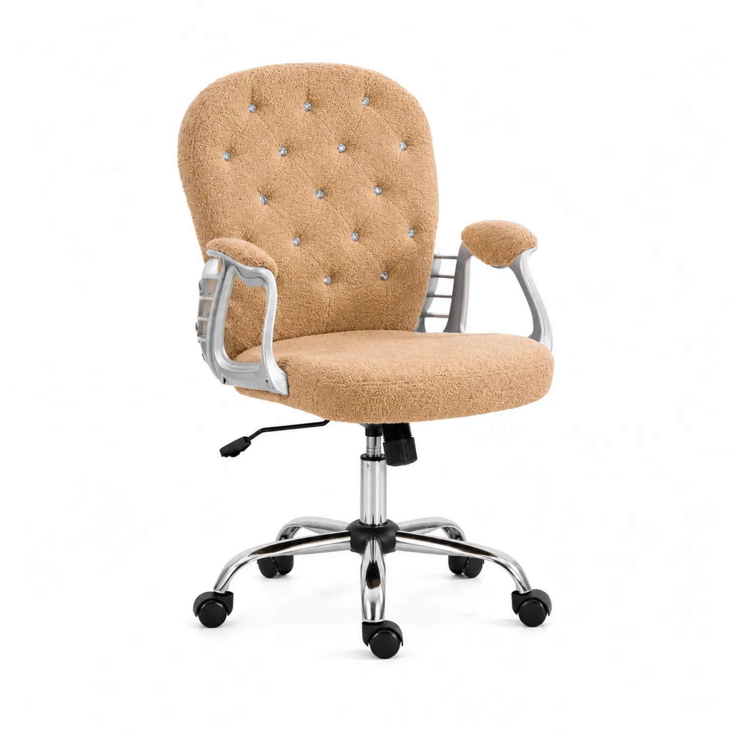 Sedia regolabile con tessuto poliestere beige e ruote