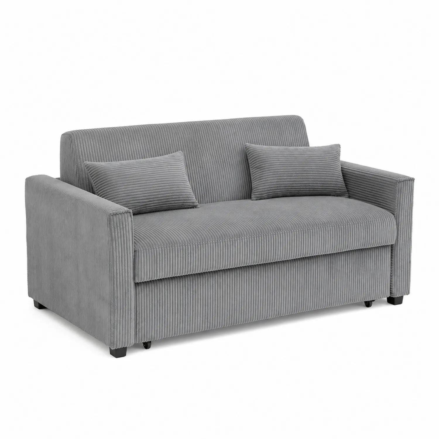 Divano letto in tessuto a coste Grigio 190x85x90 cm