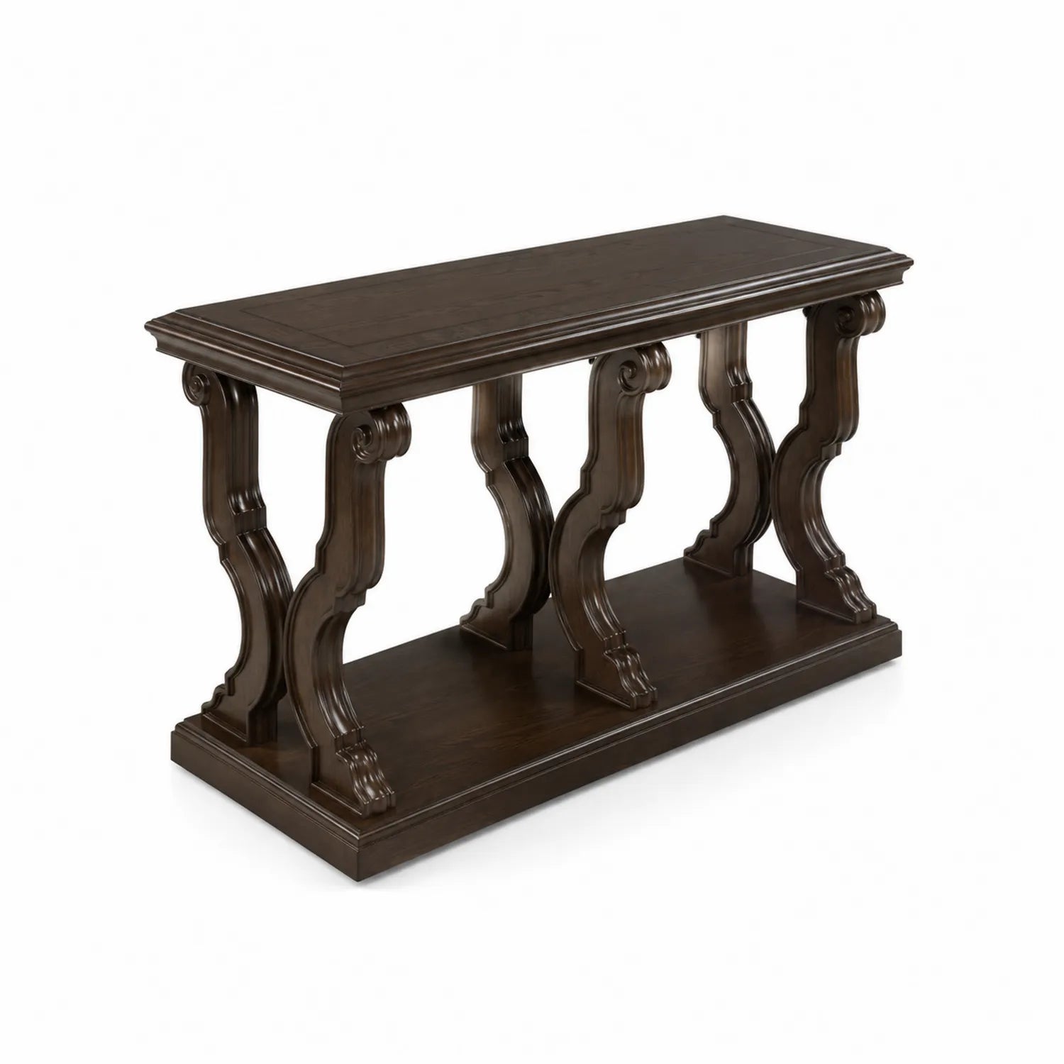 Tavolo consolle rettangolare in legno massello scuro