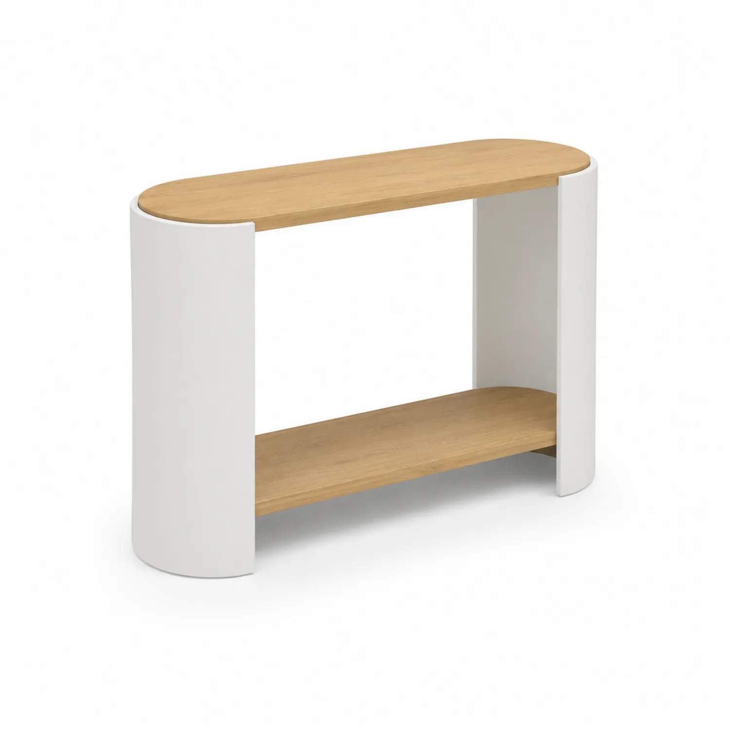 Consolle in Legno di Rovere e MDF Bianco 100x30x75 cm