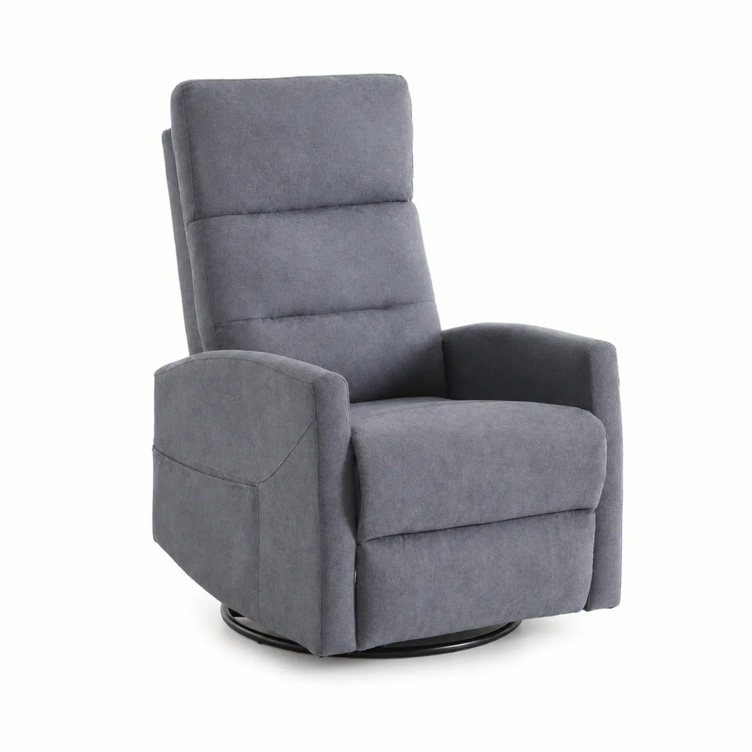 Poltrona reclinabile in tessuto grigio con base girevole