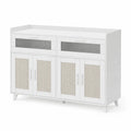 Credenza in MDF e Rattan con Vetro Temperato