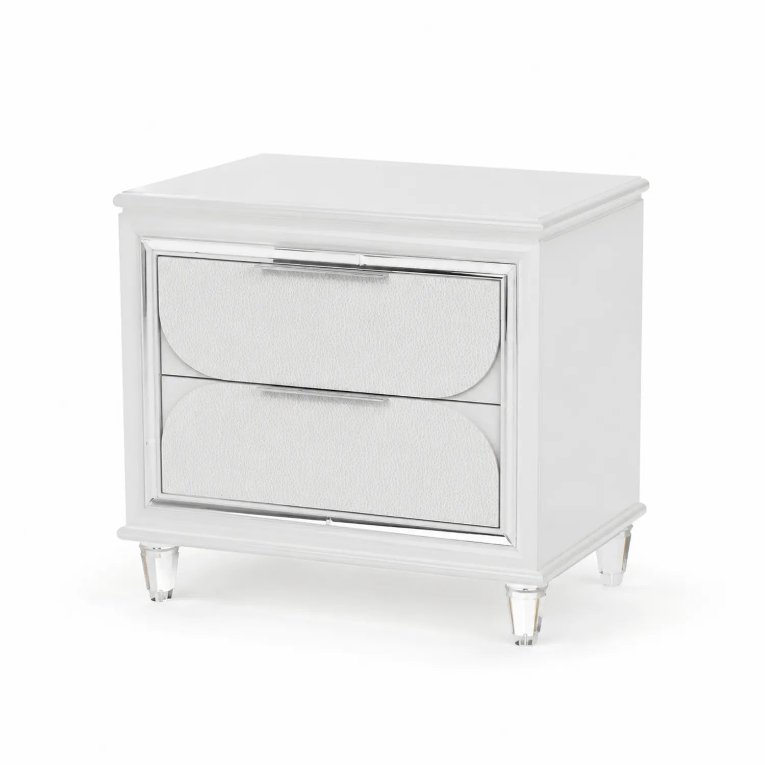 Comodino in Legno con 2 Cassetti Bianco