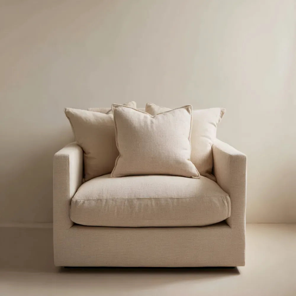 Armchair Fabric Upholstered 90x90x80 cm - Beige - Modern Design