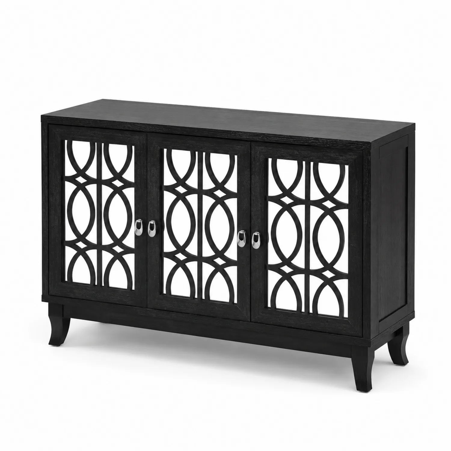Credenza in legno MDF e vetro temperato nera