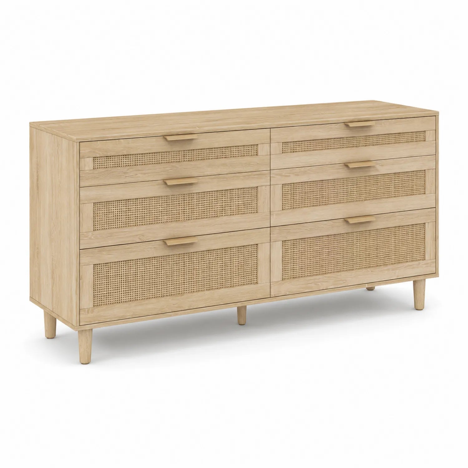 Cassettiera in Legno e Rattan 6 Cassetti