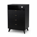 Cassettiera in Legno con Cassetti e Ripiano Nero