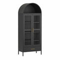Armadio in metallo nero con porte in vetro temperato