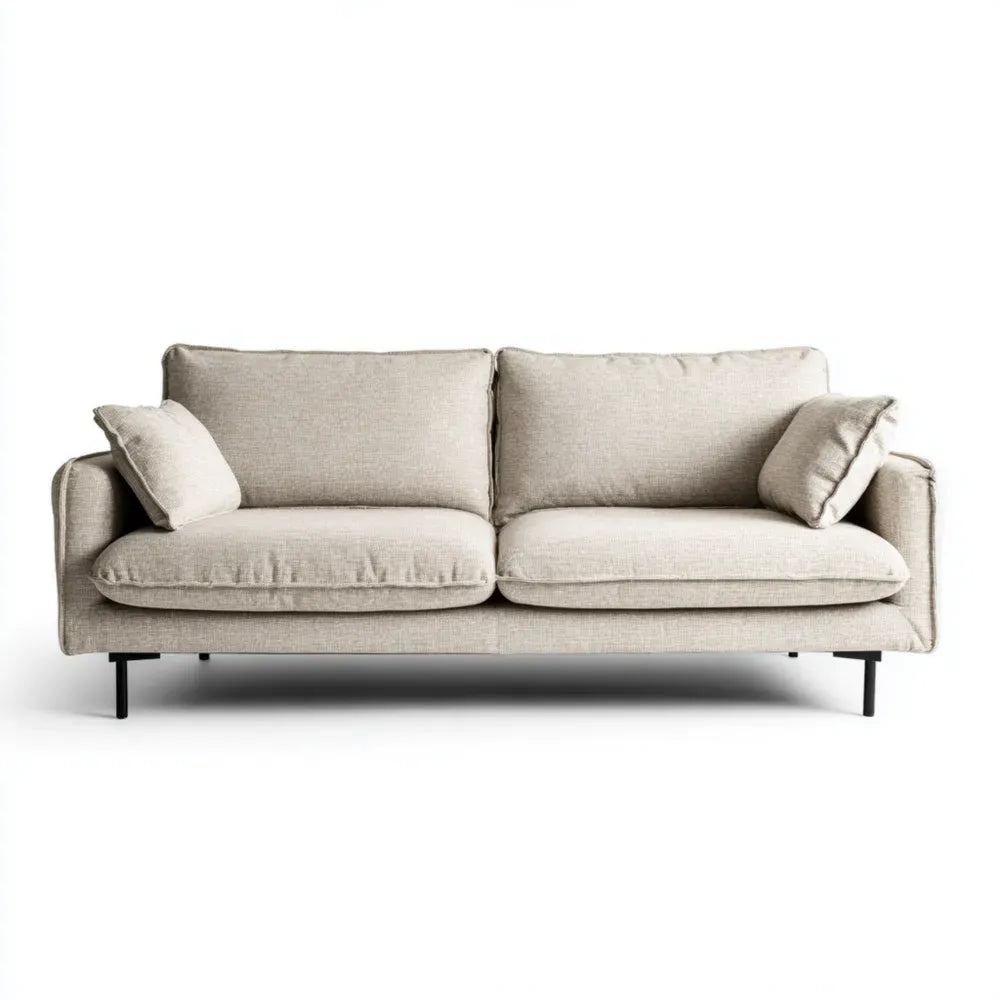 Modern Style Sofa Set Fabric Upholstery 200x95x85 cm - Light Beige