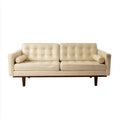 3-Seater Leather Sofa 210x80x75 cm – Beige – Mid-Century Design