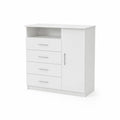 Cassettiera bianca in legno MDF con 4 cassetti e 1 scomparto