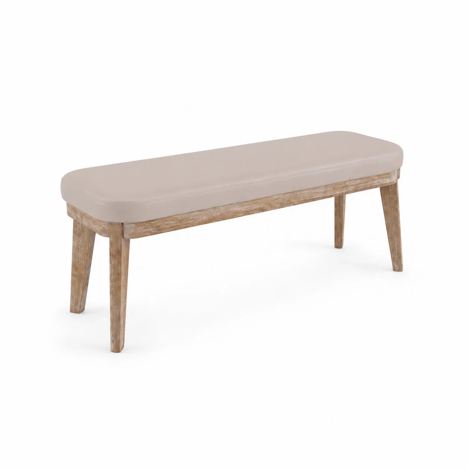 Panca legno massello e similpelle 120x40x45 cm Beige