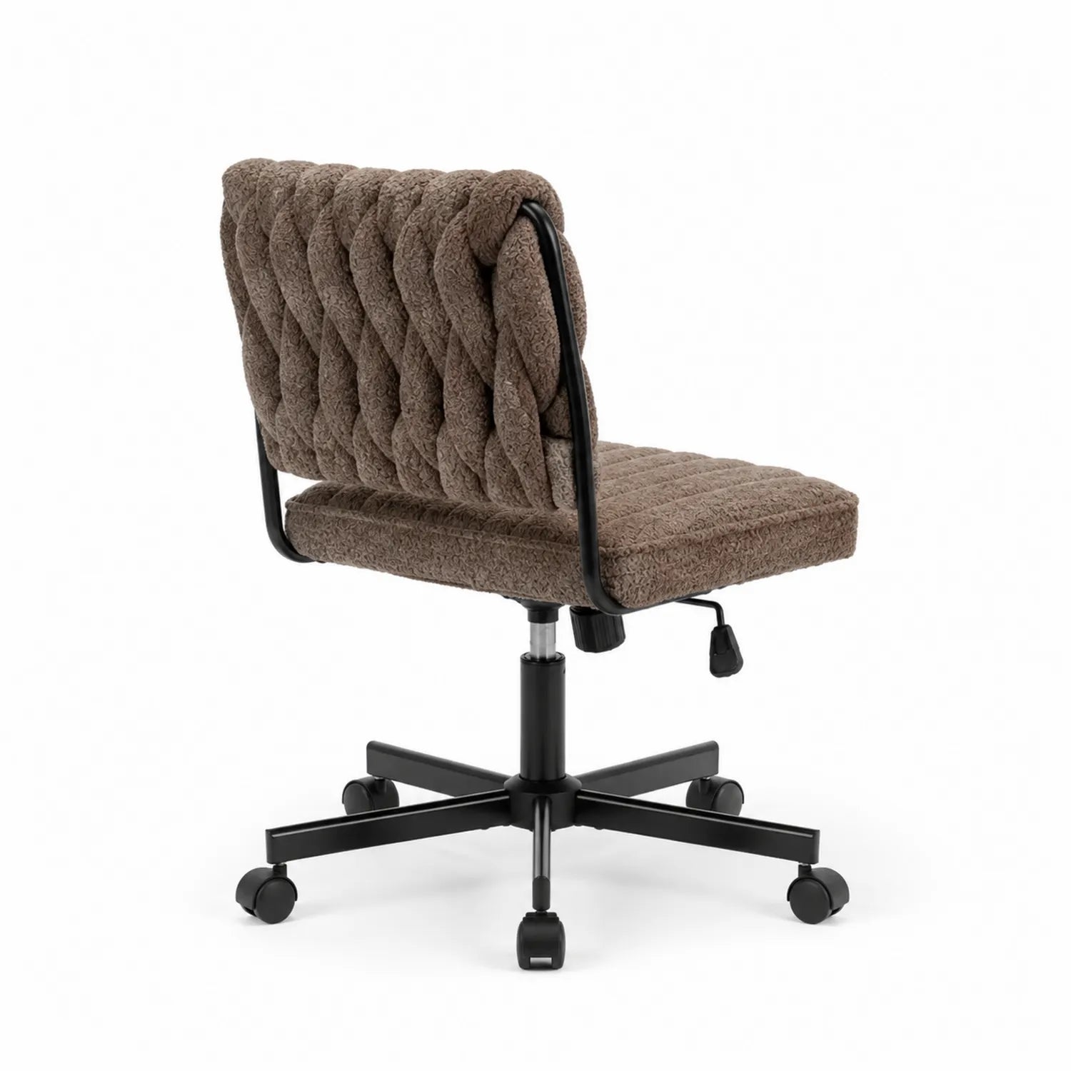 Sedia da ufficio regolabile in altezza, tessuto bouclé marrone, base metallo