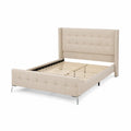 Letto matrimoniale in tessuto Beige con gambe in metallo