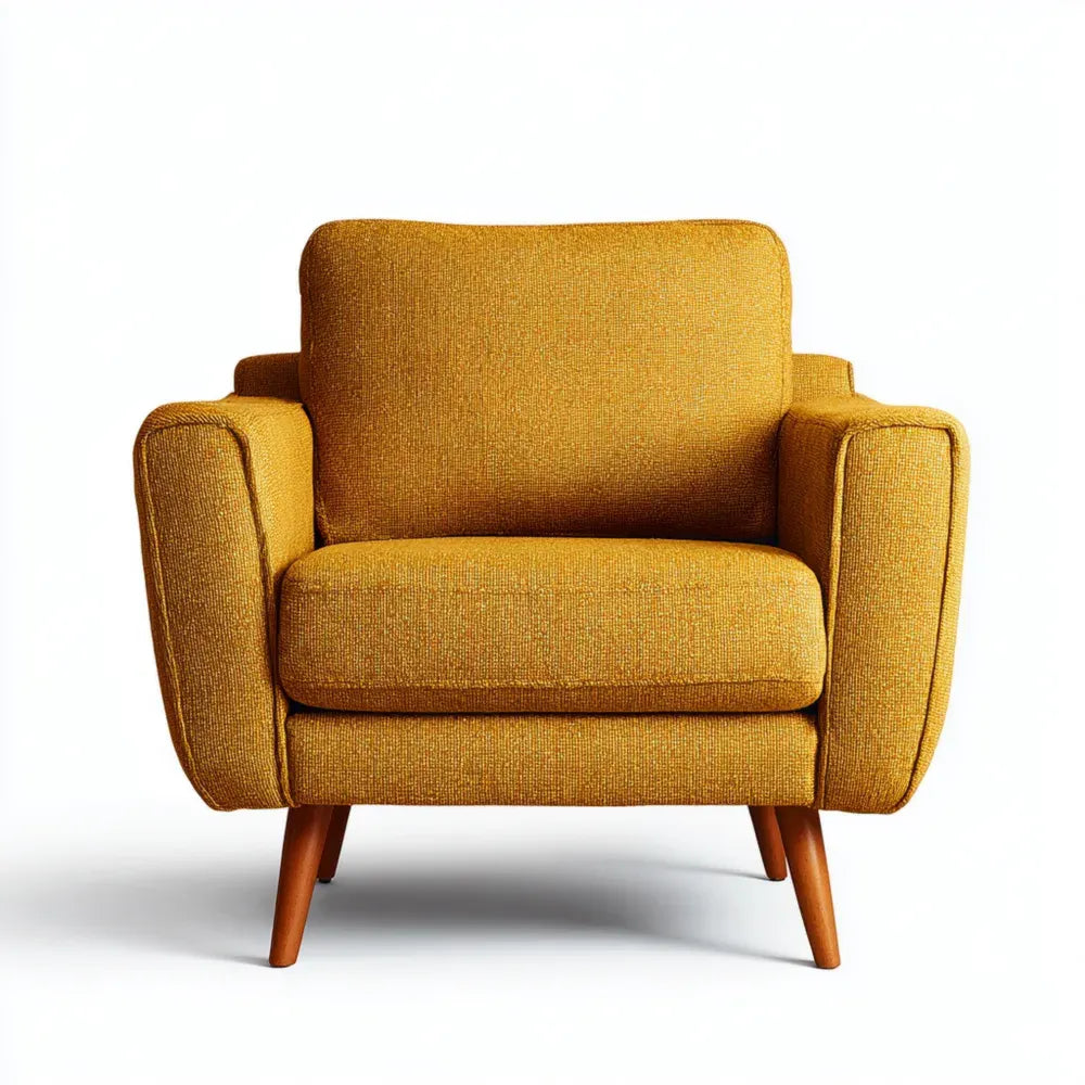 Armchair - Fabric Upholstery 85x90x75 cm - Mustard Yellow - Mid-Century Modern