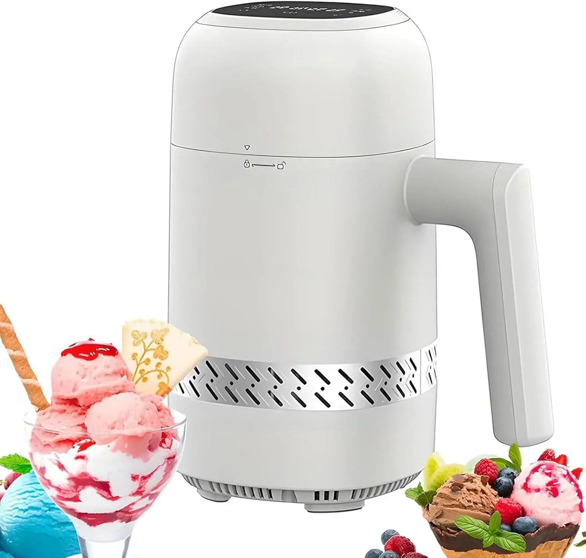 6-in-1 Macchina per Dessert, macchina per gelato e sorbetto, 300 ml, touch, per Dessert Ghiacciati con Touchscreen da 300ml, Gelatiera