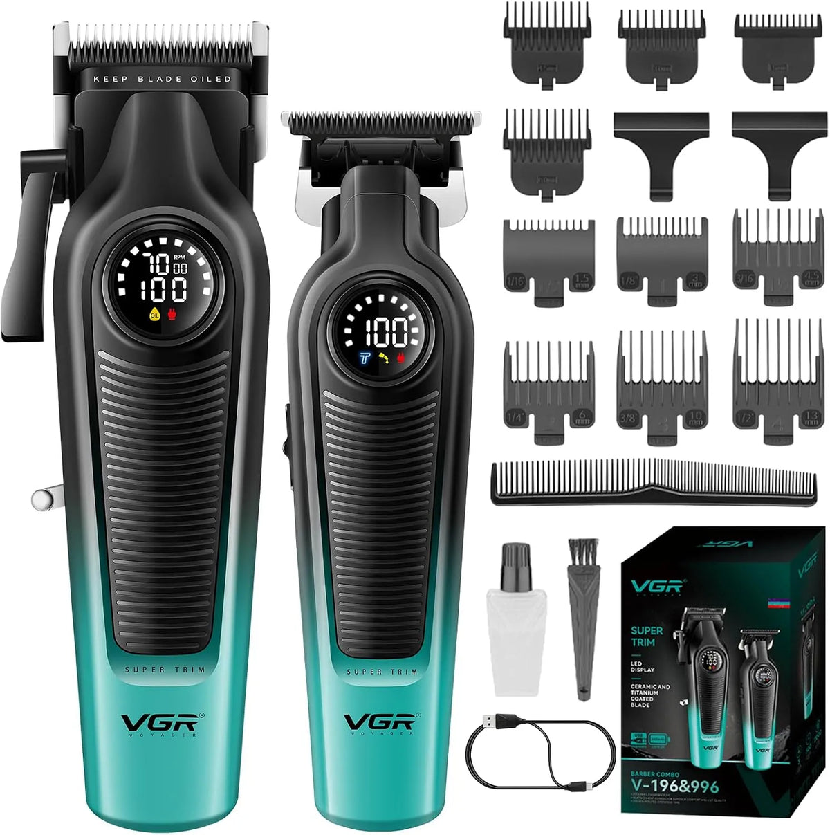VGR 196 Macchina, professionale, senza fili, per Capelli Professionale Senza Fili con Lame in Ceramic