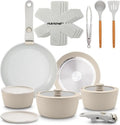 Forno elettrico, Antiaderenti senza PTFE, forno da cucina, NutriChef Set Pentole e Padelle in Ceramica 18 Pezzi con Manici Removibili