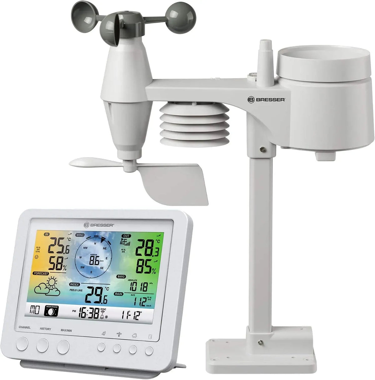 Stazione, Sensore, stazione meteorologica wireless, esterno, 2 zone di temperatura, bianco, per Temperatura, 5.7 Pollici