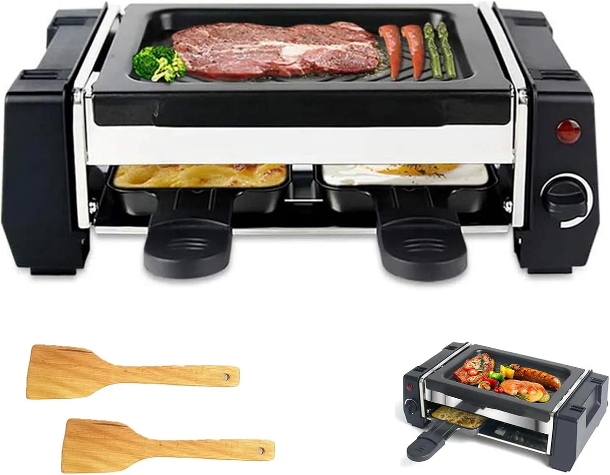 Grill, 500 W, Grill Elettrico con Mini Padelle, Raclette Elettrica 500W