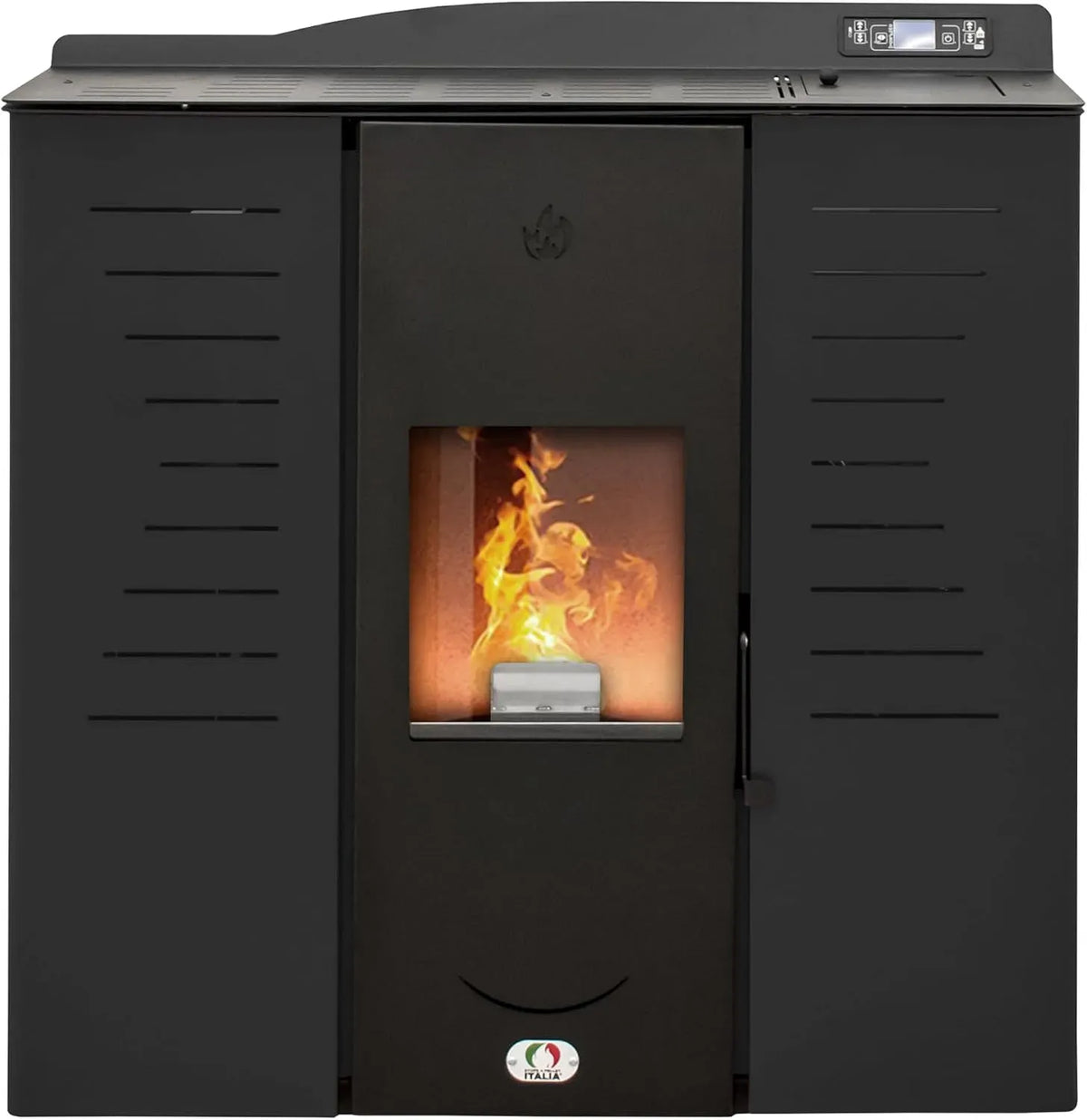 16H A PELLET ITALIA Italia 25 KW, Stufa a Pellet Idro per Riscaldamento e Acqua Calda Efficienza 90% Scalda 180m² Design Slim Autonomia Programmabile
