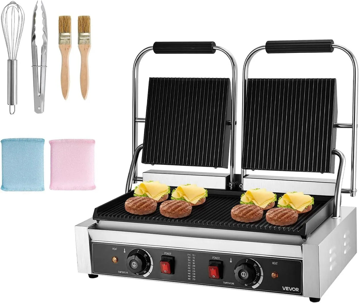 VEVOR Piastra, piastra per panini e sandwich, 48 x 23 cm, 3600 W, professionale, acciaio inox, per panini professionale