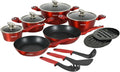 Batteria, 15 Pezzi, rosso, alluminio, vetro, Cucina 15 Pezzi
