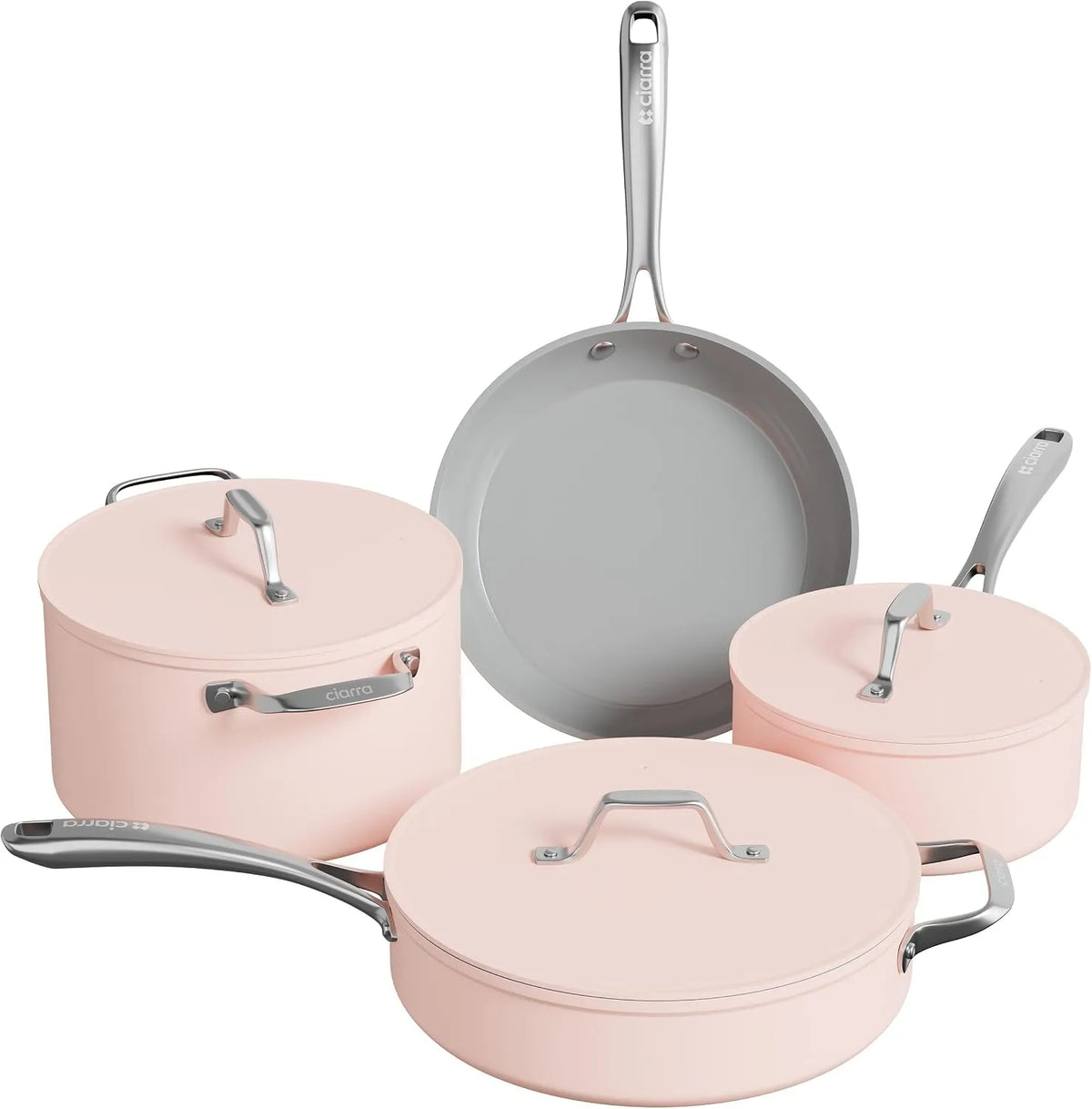 CIARRA Pentola e padella, 26 cm, 4,2 L, rivestimento antiaderente, Pentole Set 7 pezzi, Casseruola 24 cm/5,9 L e 20 cm/2,8 L