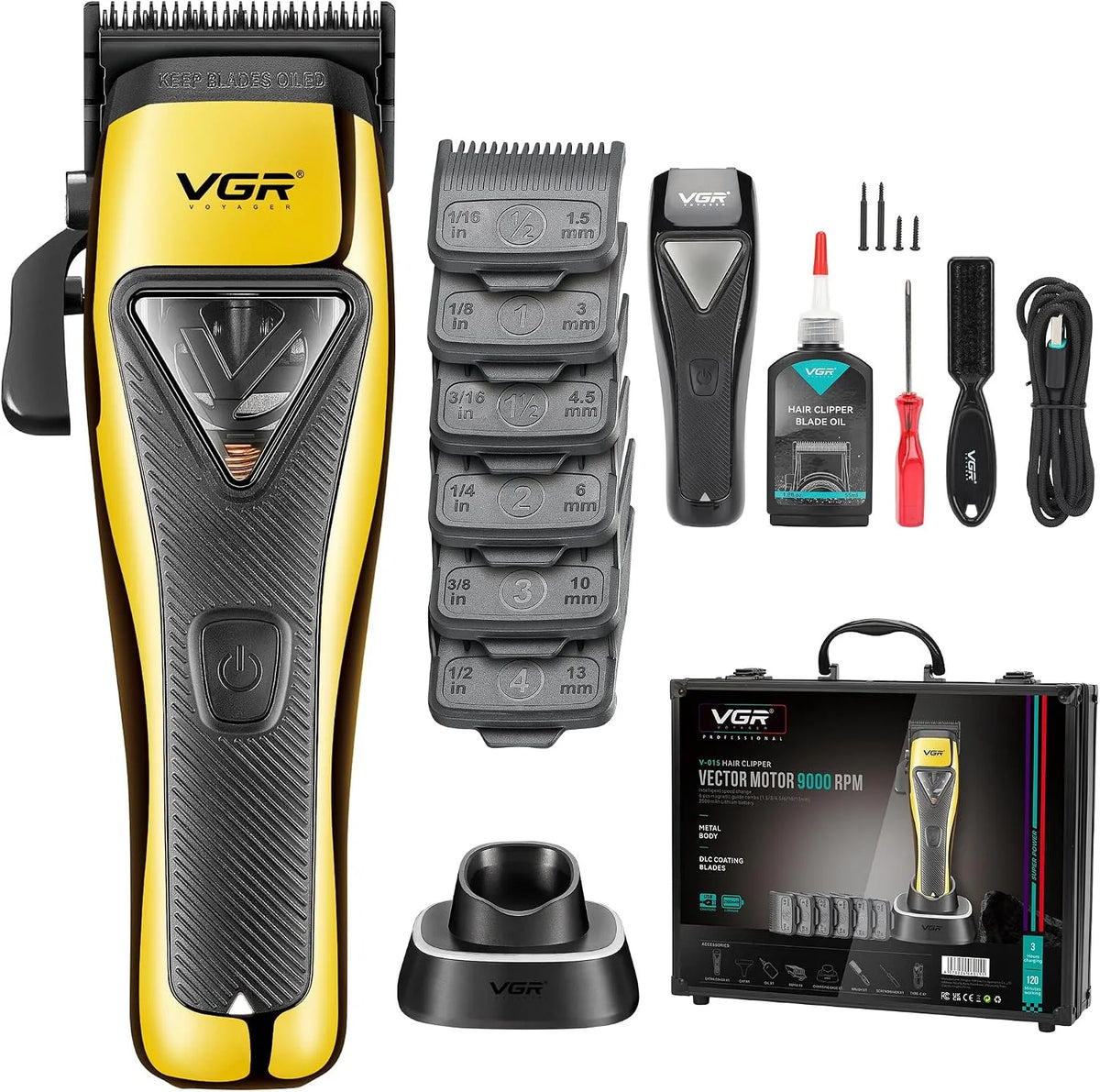 batteria, motore, rasoio, USB, professionale, senza fili, per taglio di capelli da barbiere, VGR