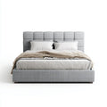 Double Bed - Upholstered Fabric 160x200x110 cm - Light Gray - Modern Style