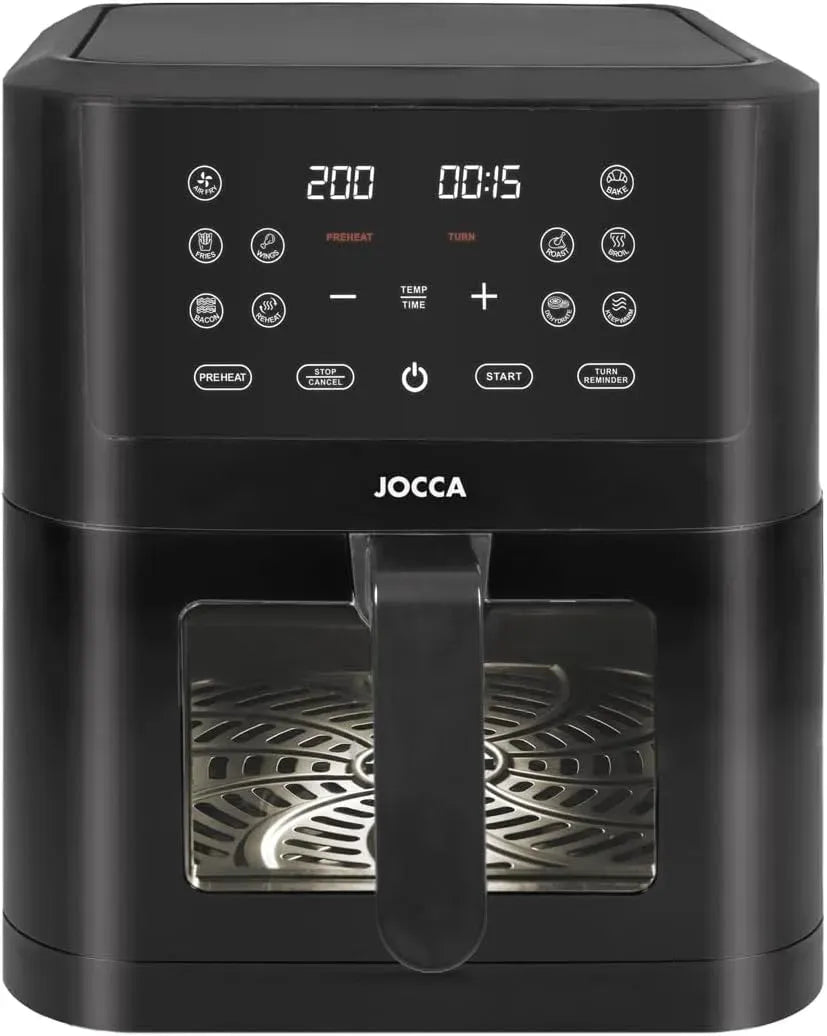 Friggitrice ad aria, 8 L, friggitrice elettrica senza olio, Friggitrice ad Aria Digitale 8L con Finestra