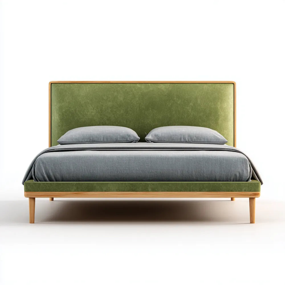 Double Bed Velvet Upholstery 200x150 cm - Green - Modern Design