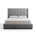Double Bed Velvet Upholstered 200x160x120 cm – Light Grey – Modern Design